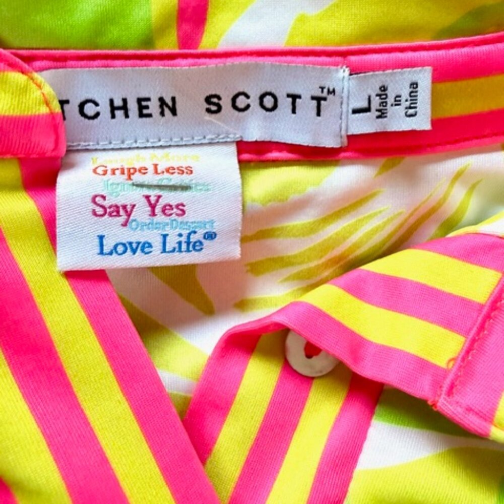 Gretchen Scott Everywhere Bright Green Pink Dress Size Large - Picture 5 of 5
